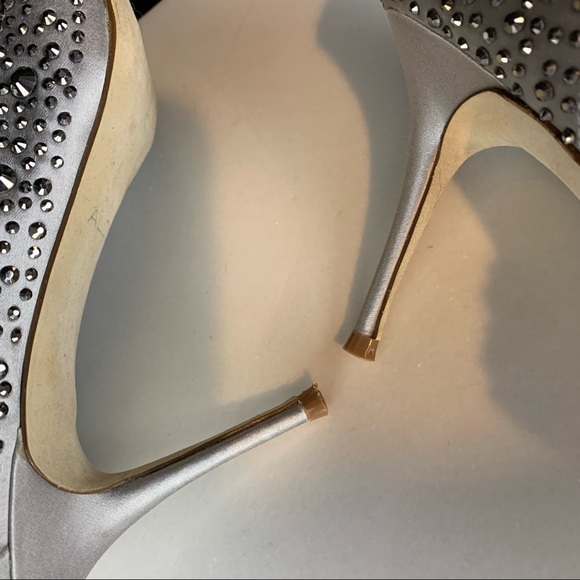 ALDO silver studded peep toe wedding formal heels, size 8.5 - Picture 5 of 8